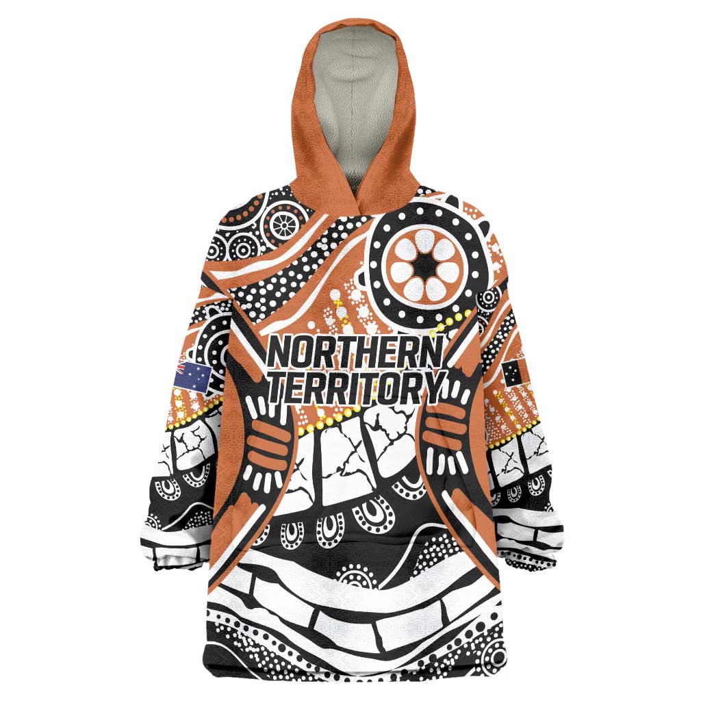 Australian Northern Territory Wearable Blanket Hoodie Aboriginal with Sturt's Desert Rose - Vibe Hoodie Shop