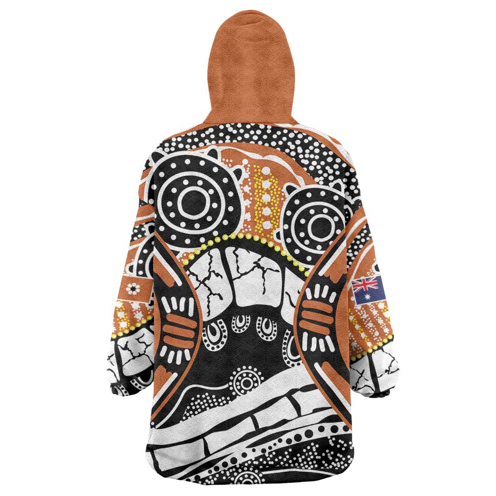 Australian Northern Territory Wearable Blanket Hoodie Aboriginal with Sturt's Desert Rose - Vibe Hoodie Shop