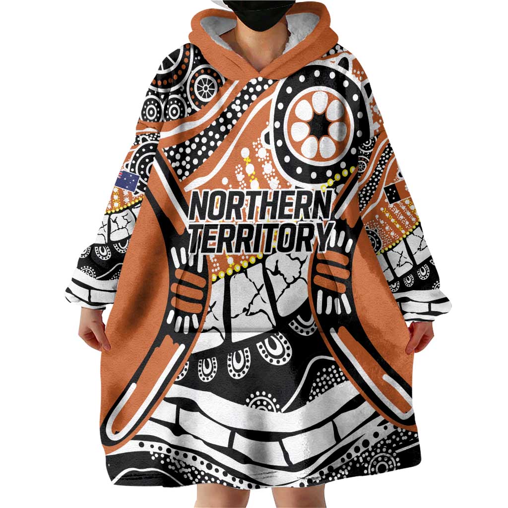 Australian Northern Territory Wearable Blanket Hoodie Aboriginal with Sturt's Desert Rose - Vibe Hoodie Shop