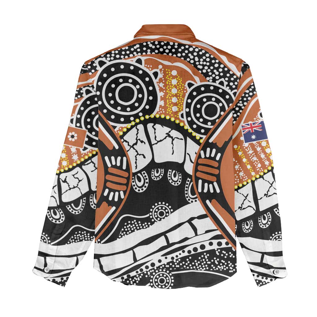 Australian Northern Territory Women Casual Shirt Aboriginal with Sturt's Desert Rose - Vibe Hoodie Shop