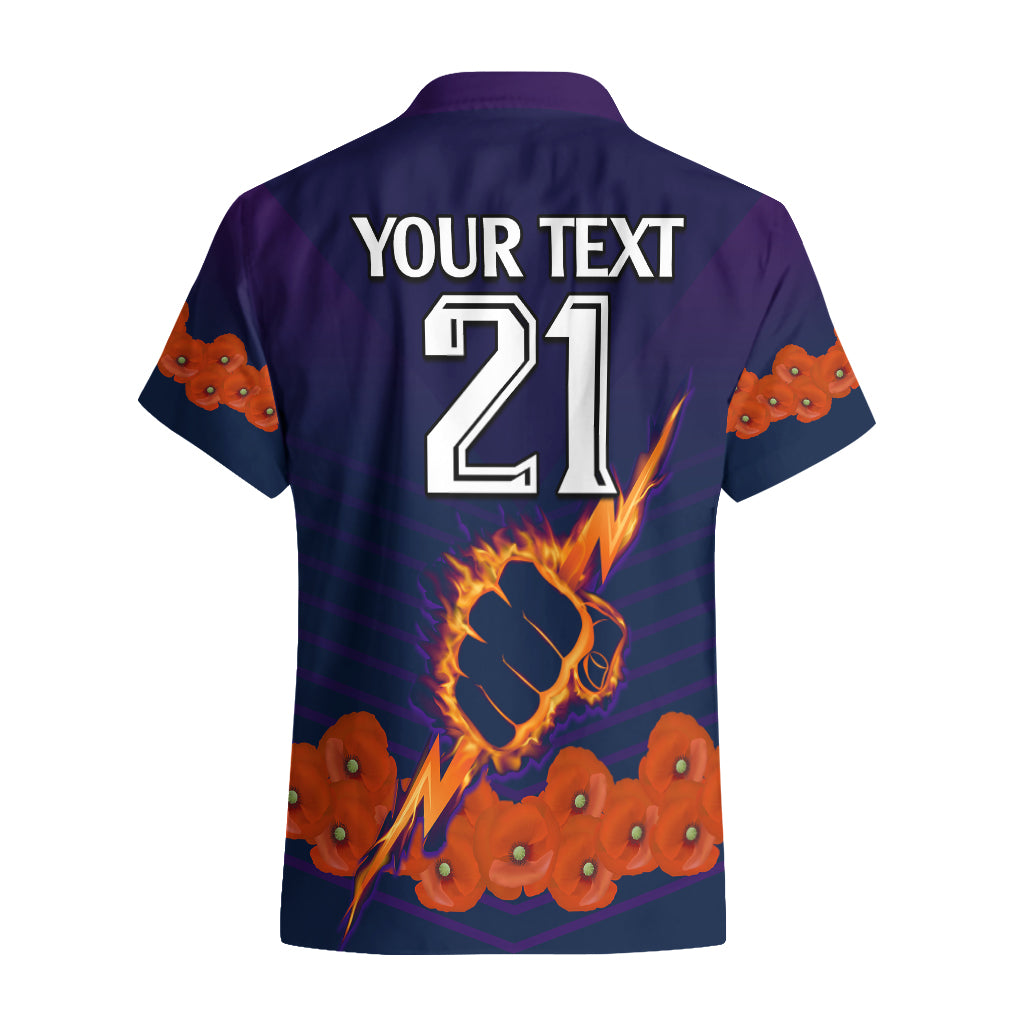 (Custom Text And Number) ANZAC 2023 Melbourne Storm Rugby Hawaiian Shirt Poppy Flowers Sporty Style - Vibe Hoodie Shop