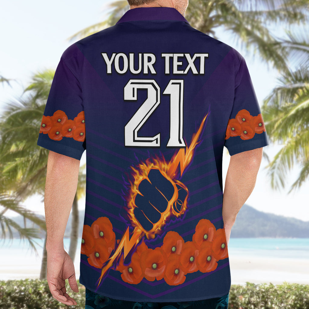 (Custom Text And Number) ANZAC 2023 Melbourne Storm Rugby Hawaiian Shirt Poppy Flowers Sporty Style - Vibe Hoodie Shop