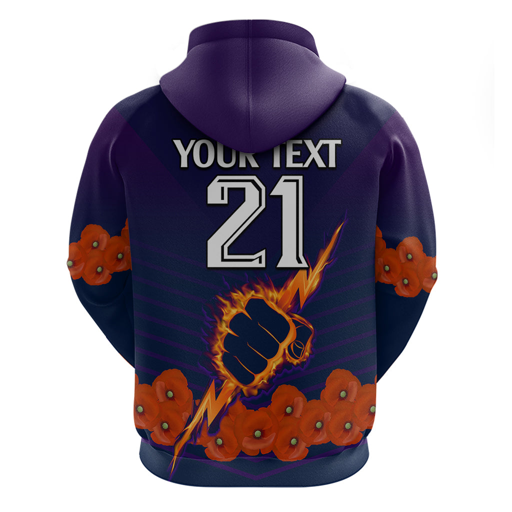 (Custom Text And Number) ANZAC 2023 Melbourne Storm Rugby Hoodie Poppy Flowers Sporty Style LT9 - Vibe Hoodie Shop
