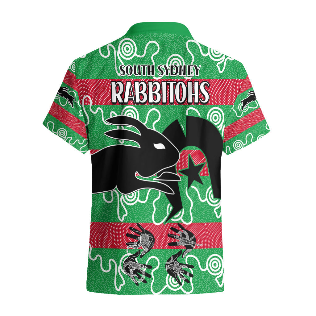 NAIDOC Rabbitohs Rugby Hawaiian Shirt Go The Bunnies Aboriginal Dots - Vibe Hoodie Shop