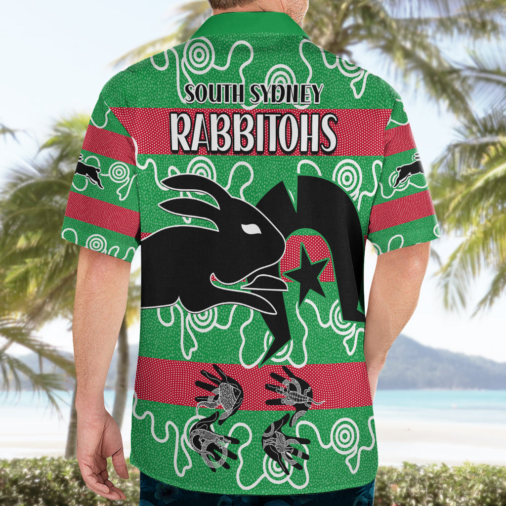 NAIDOC Rabbitohs Rugby Hawaiian Shirt Go The Bunnies Aboriginal Dots - Vibe Hoodie Shop