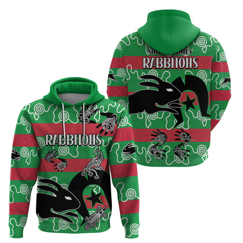 NAIDOC Rabbitohs Rugby Hoodie Go The Bunnies Aboriginal Dots LT9 - Vibe Hoodie Shop