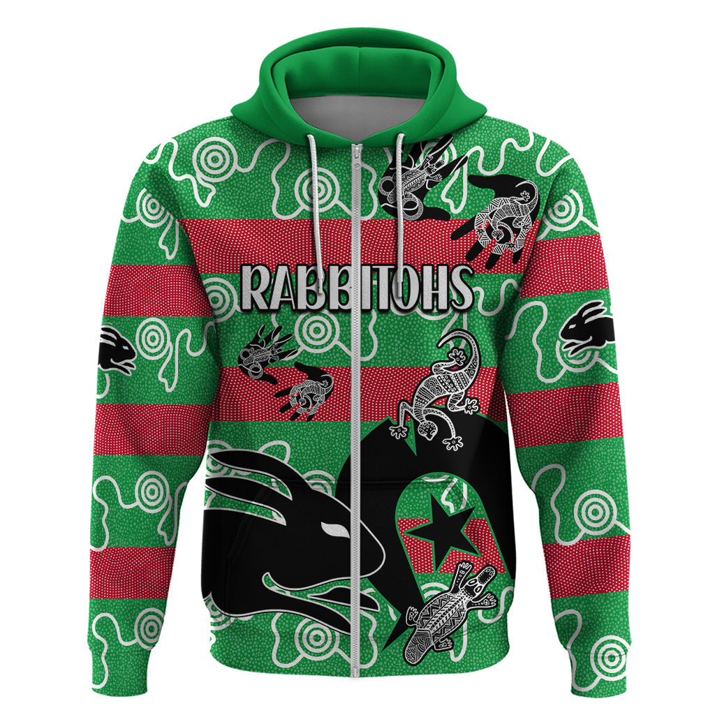 NAIDOC Rabbitohs Rugby Hoodie Go The Bunnies Aboriginal Dots LT9 - Vibe Hoodie Shop