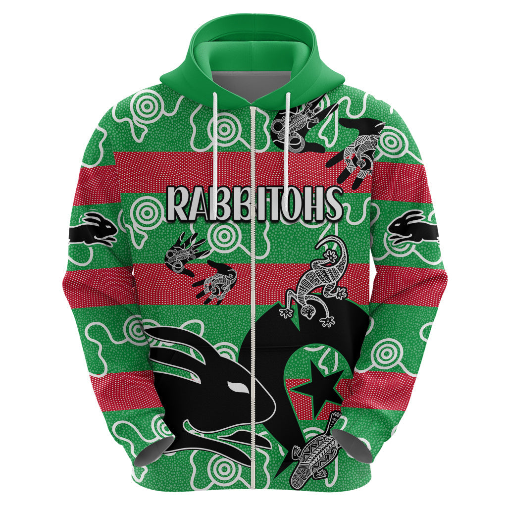 NAIDOC Rabbitohs Rugby Hoodie Go The Bunnies Aboriginal Dots LT9 - Vibe Hoodie Shop