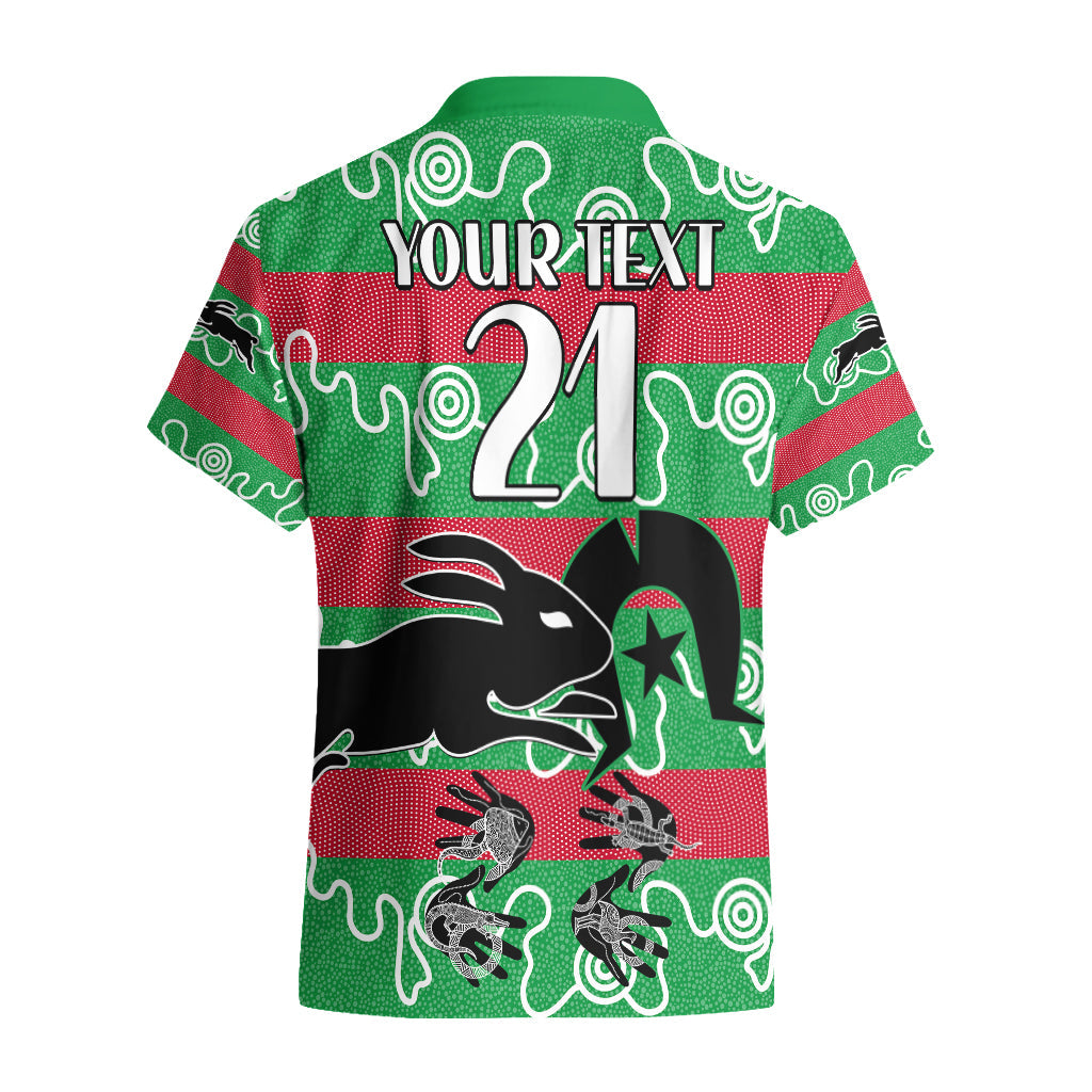 (Custom Text And Number) NAIDOC Rabbitohs Rugby Hawaiian Shirt Go The Bunnies Aboriginal Dots - Vibe Hoodie Shop