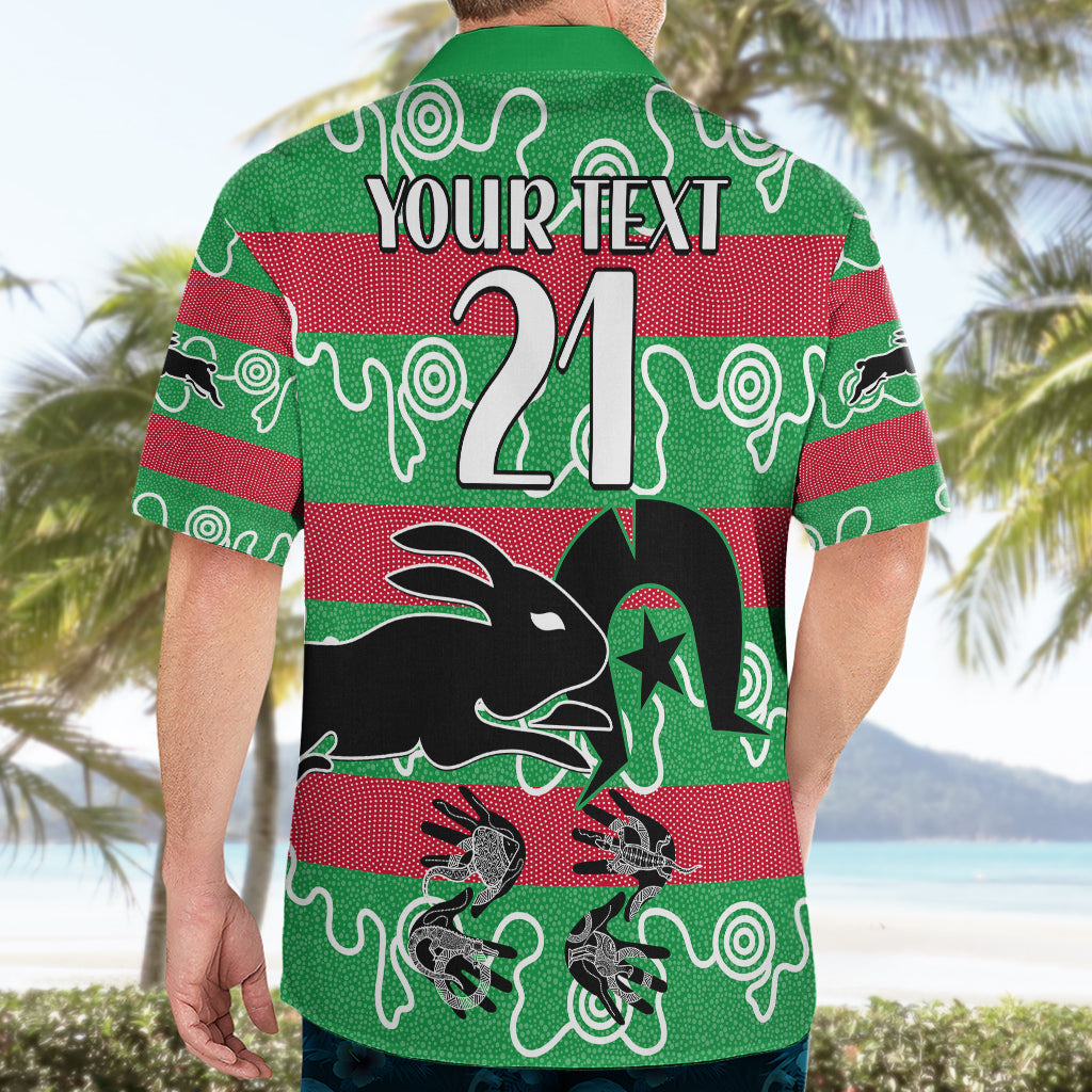 (Custom Text And Number) NAIDOC Rabbitohs Rugby Hawaiian Shirt Go The Bunnies Aboriginal Dots - Vibe Hoodie Shop