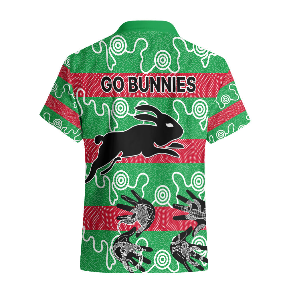 Rabbitohs Rugby Premiers Hawaiian Shirt Go The Bunnies Aboriginal Dots - Vibe Hoodie Shop