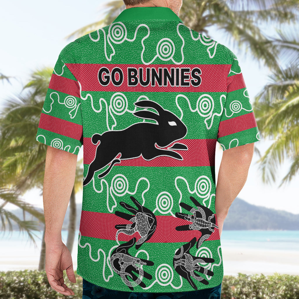 Rabbitohs Rugby Premiers Hawaiian Shirt Go The Bunnies Aboriginal Dots - Vibe Hoodie Shop