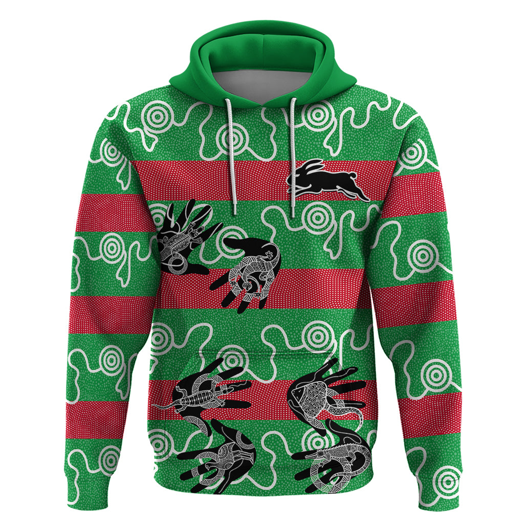 Rabbitohs Rugby Premiers Hoodie Go The Bunnies Aboriginal Dots LT9 - Vibe Hoodie Shop