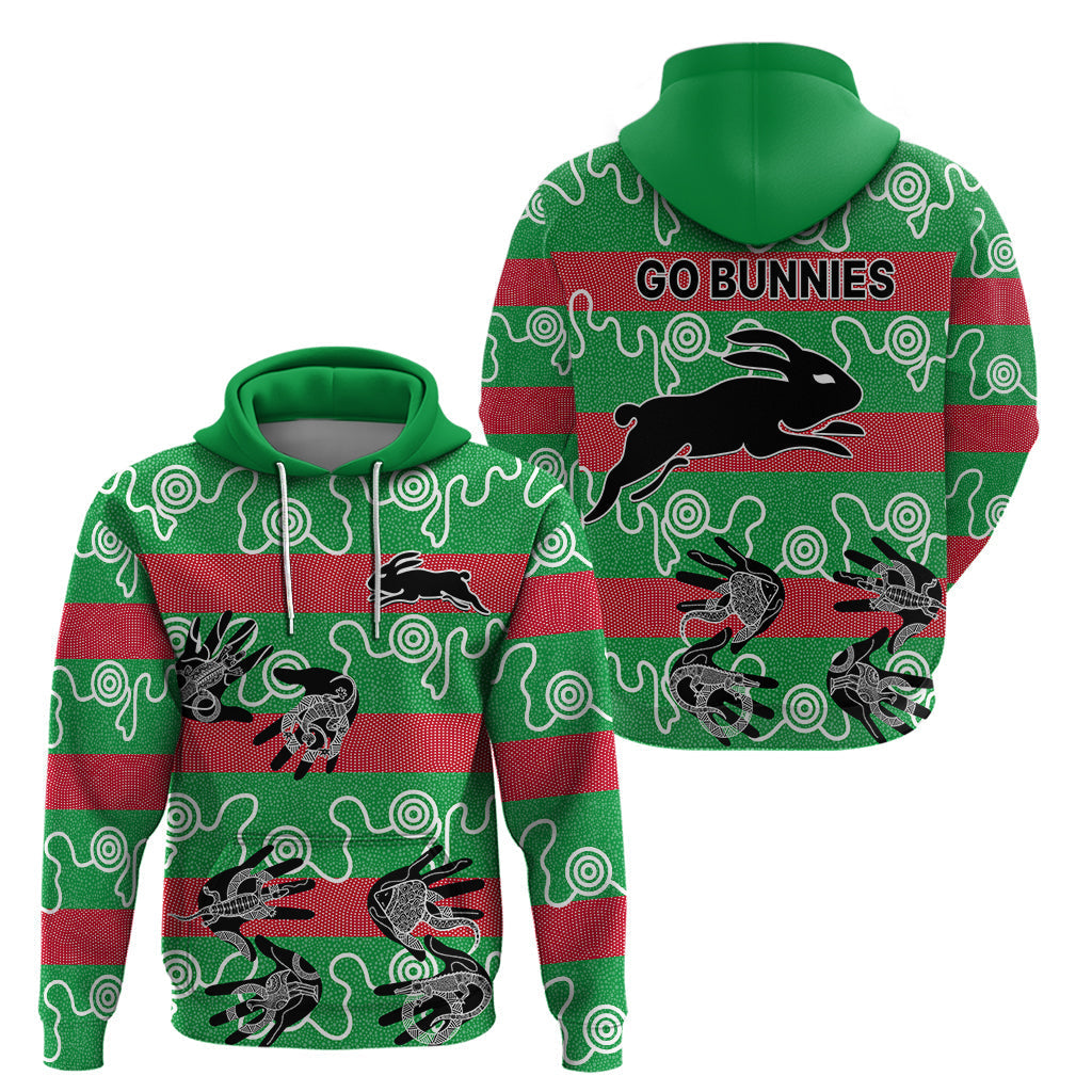 Rabbitohs Rugby Premiers Hoodie Go The Bunnies Aboriginal Dots LT9 - Vibe Hoodie Shop