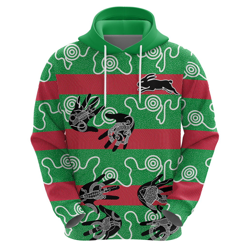 Rabbitohs Rugby Premiers Hoodie Go The Bunnies Aboriginal Dots LT9 - Vibe Hoodie Shop