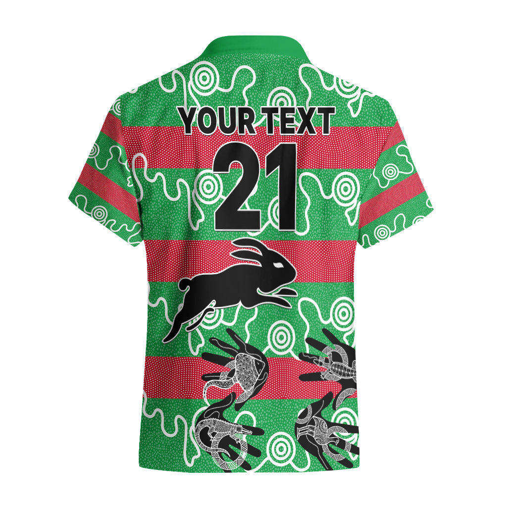 (Custom Text And Number) Rabbitohs Rugby Premiers Hawaiian Shirt Go The Bunnies Aboriginal Dots - Vibe Hoodie Shop