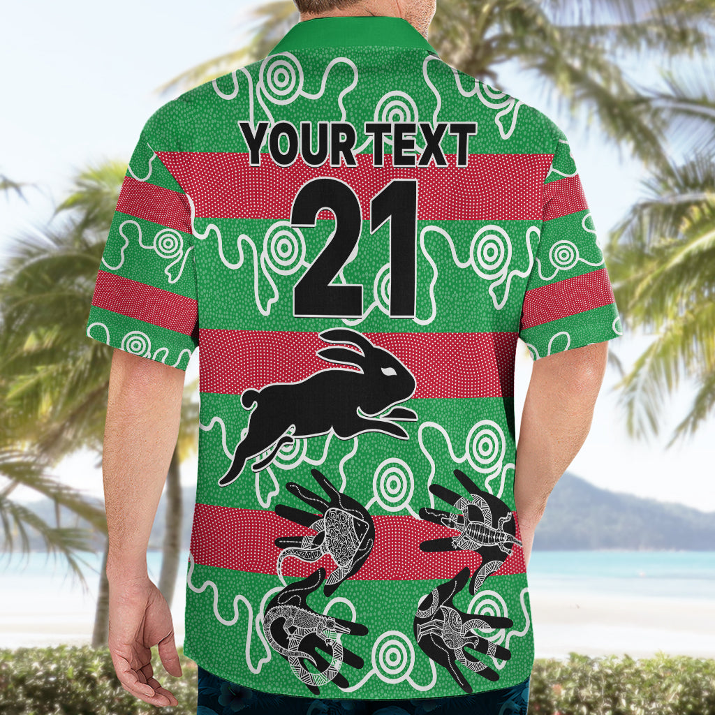 (Custom Text And Number) Rabbitohs Rugby Premiers Hawaiian Shirt Go The Bunnies Aboriginal Dots - Vibe Hoodie Shop