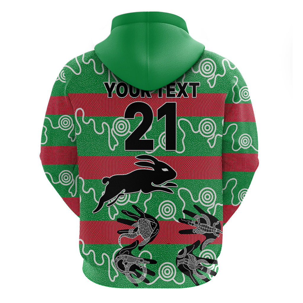 (Custom Text And Number) Rabbitohs Rugby Premiers Hoodie Go The Bunnies Aboriginal Dots LT9 - Vibe Hoodie Shop