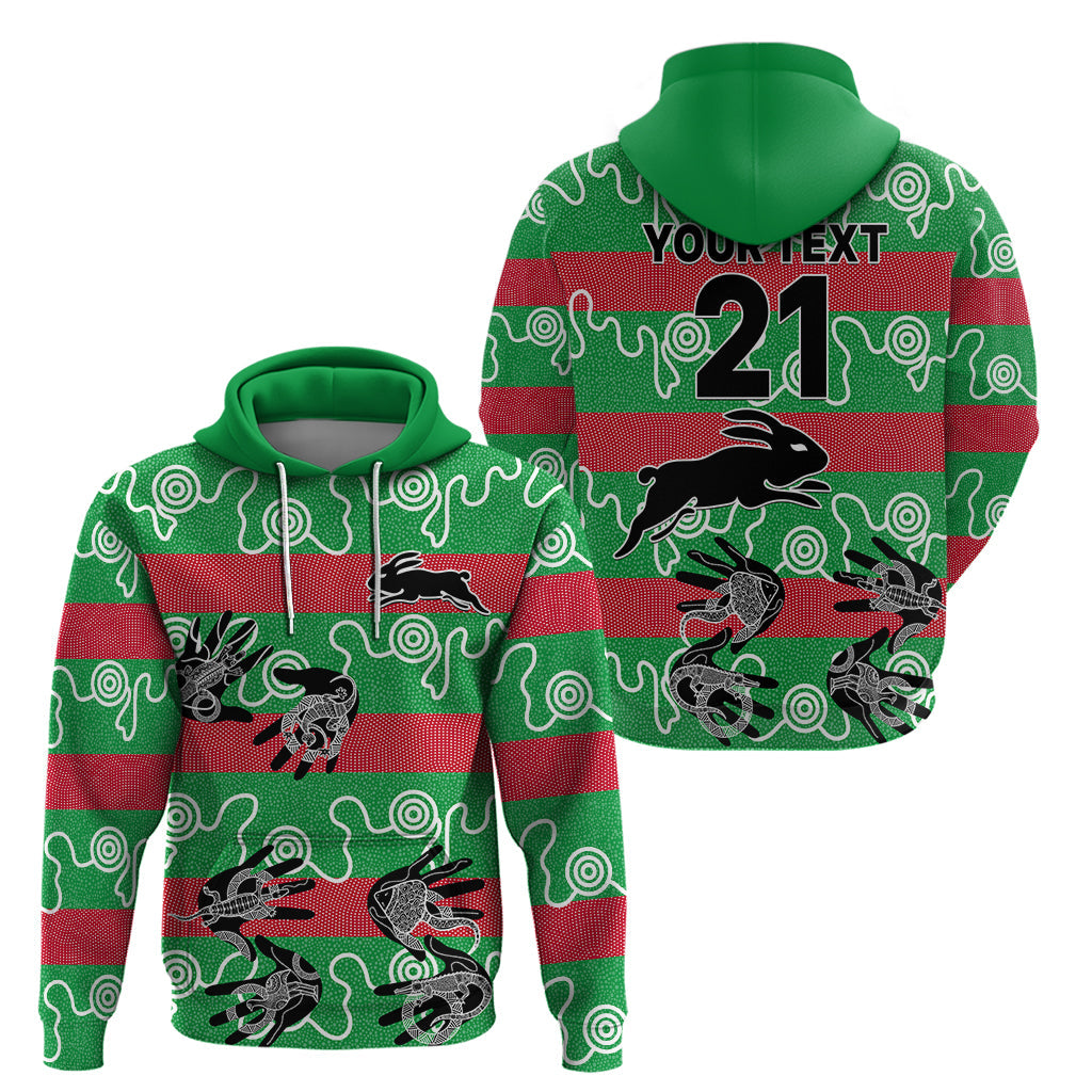 (Custom Text And Number) Rabbitohs Rugby Premiers Hoodie Go The Bunnies Aboriginal Dots LT9 - Vibe Hoodie Shop