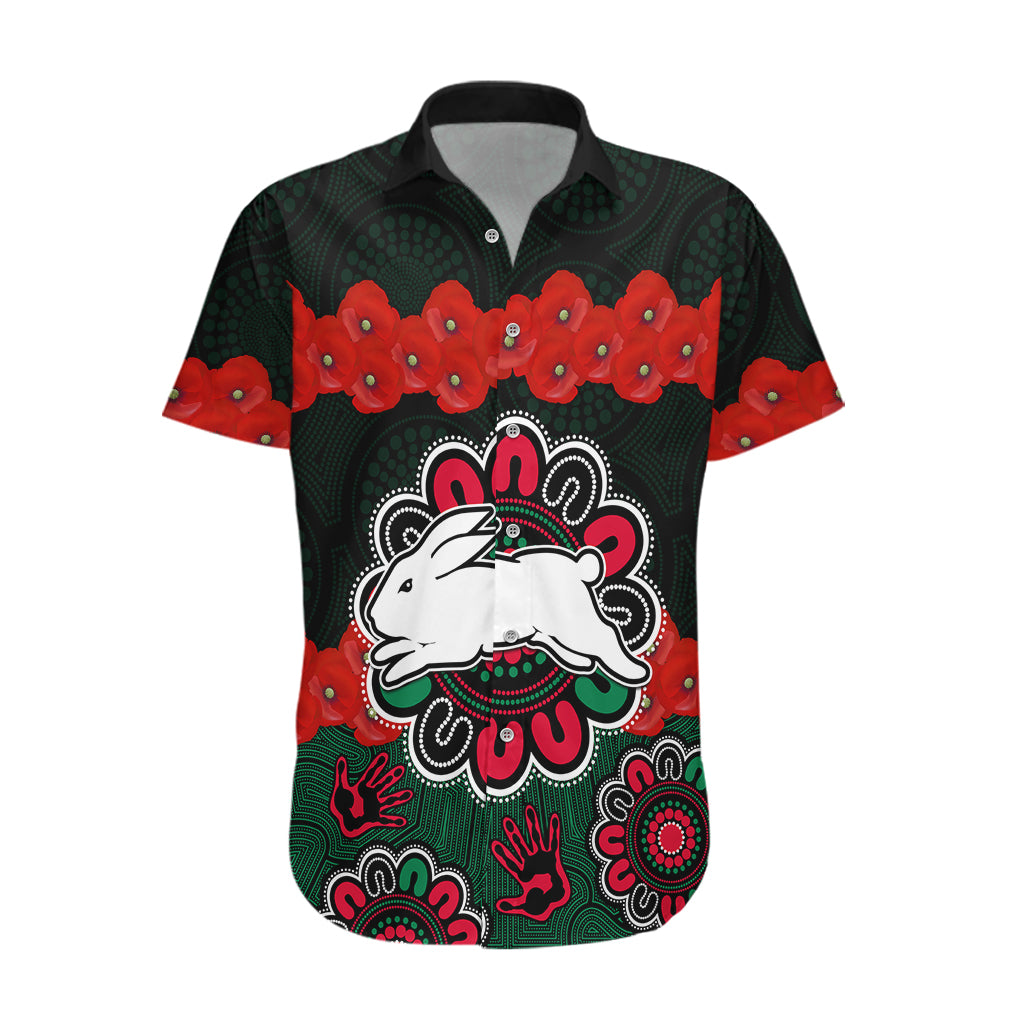 ANZAC 2023 NRL Rabbitohs Rugby Hawaiian Shirt The Bunnies 1908 Poppy Flowers Mixed Aboriginal - Vibe Hoodie Shop