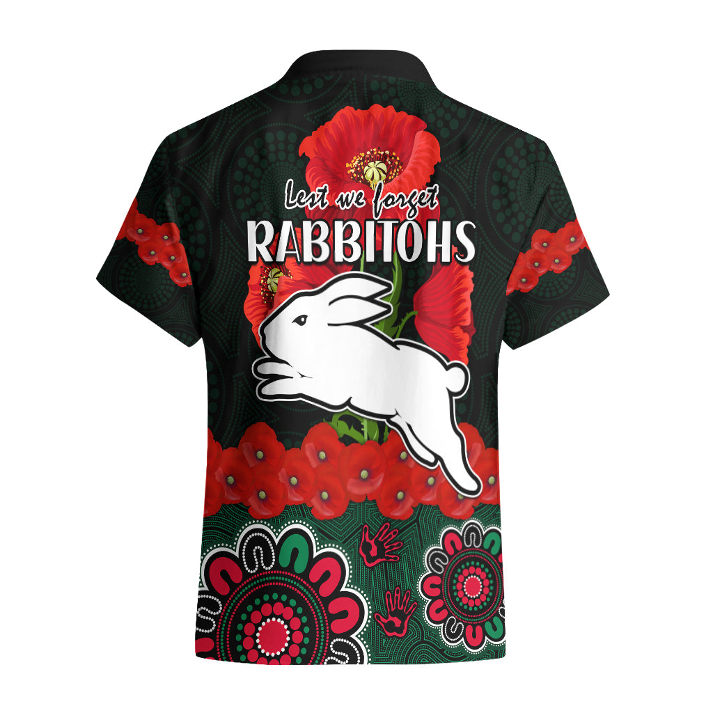 ANZAC 2023 NRL Rabbitohs Rugby Hawaiian Shirt The Bunnies 1908 Poppy Flowers Mixed Aboriginal - Vibe Hoodie Shop