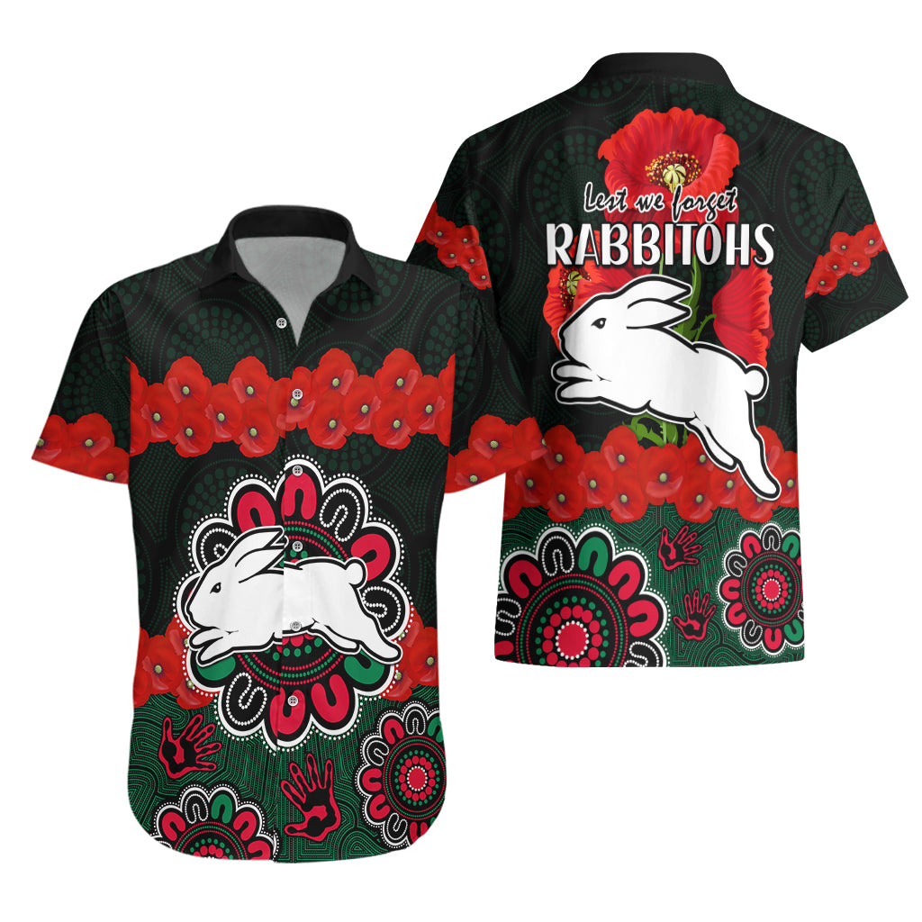 ANZAC 2023 NRL Rabbitohs Rugby Hawaiian Shirt The Bunnies 1908 Poppy Flowers Mixed Aboriginal - Vibe Hoodie Shop