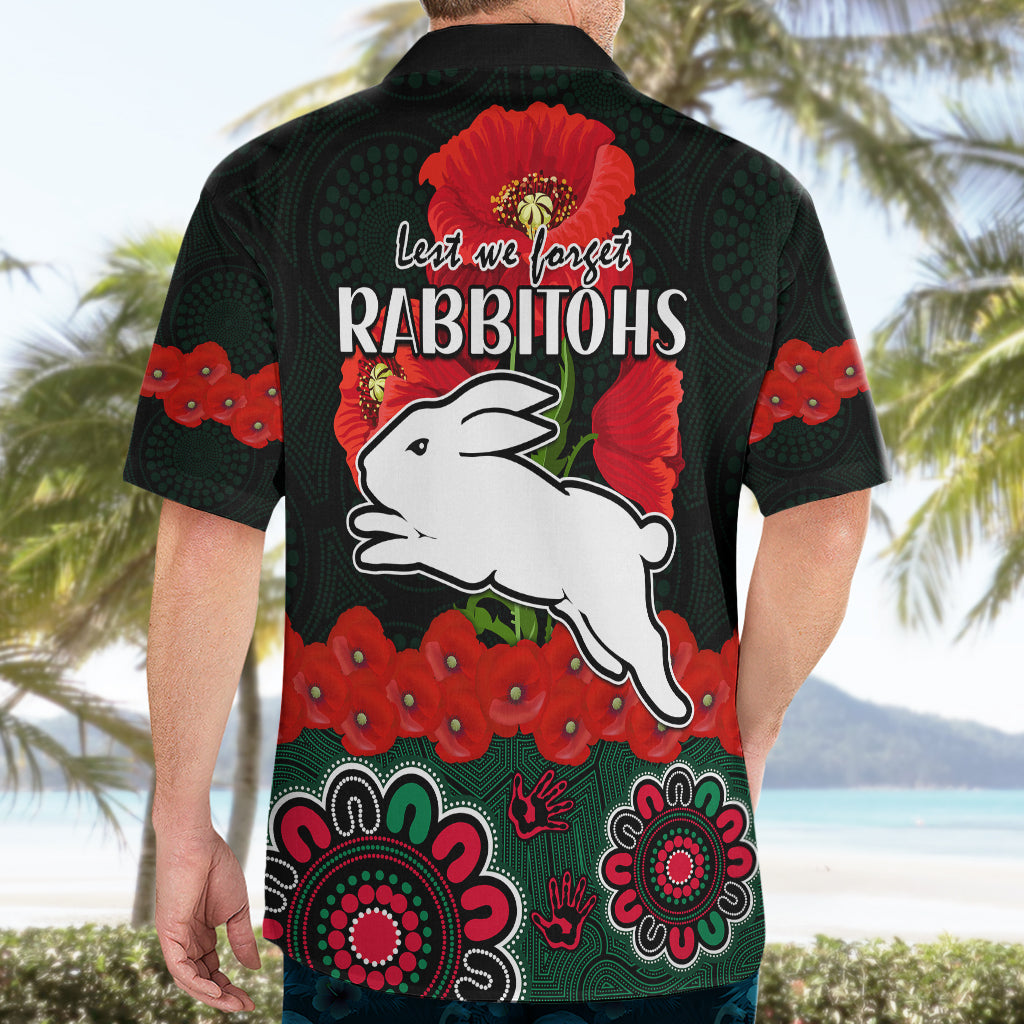 ANZAC 2023 NRL Rabbitohs Rugby Hawaiian Shirt The Bunnies 1908 Poppy Flowers Mixed Aboriginal - Vibe Hoodie Shop