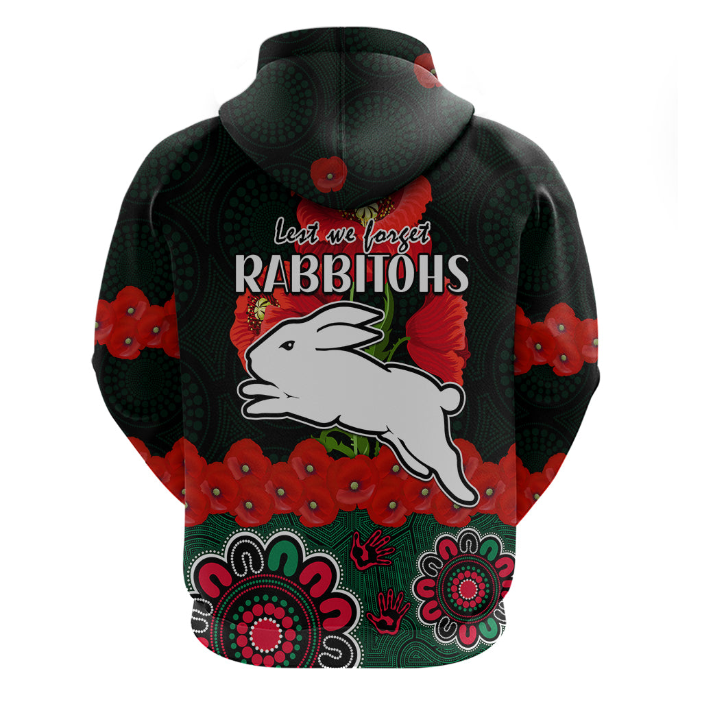 ANZAC 2023 NRL Rabbitohs Rugby Hoodie The Bunnies 1908 Poppy Flowers Mixed Aboriginal LT9 - Vibe Hoodie Shop
