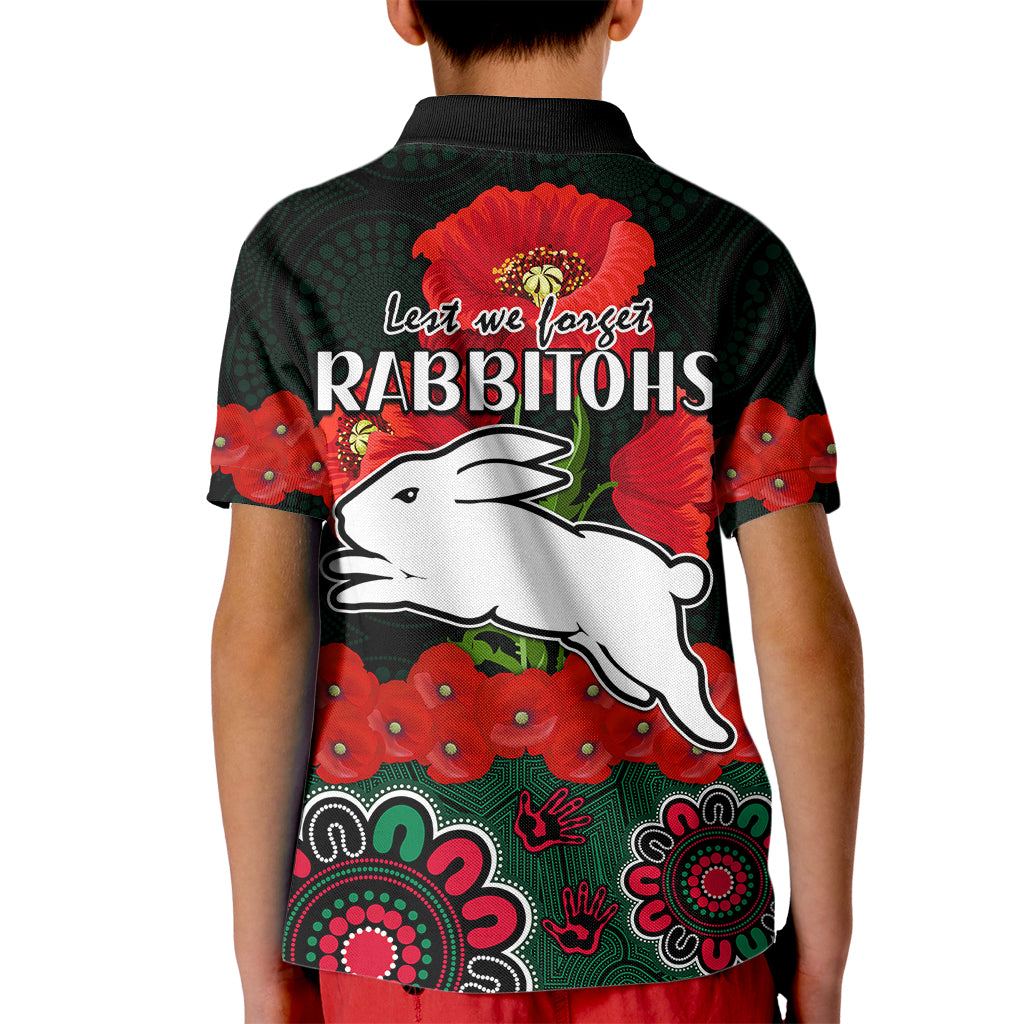 ANZAC 2023 NRL Rabbitohs Rugby Kid Polo Shirt The Bunnies 1908 Poppy Flowers Mixed Aboriginal - Vibe Hoodie Shop