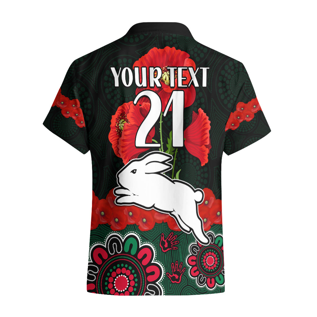 (Custom Text And Number) ANZAC 2023 NRL Rabbitohs Rugby Hawaiian Shirt The Bunnies 1908 Poppy Flowers Mixed Aboriginal - Vibe Hoodie Shop