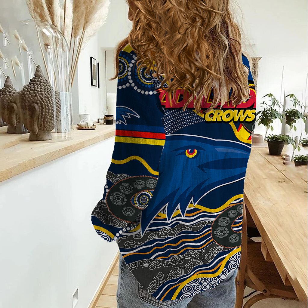 The Crows Football Women Casual Shirt Adelaide Be Unique Aboriginal Dots - Vibe Hoodie Shop