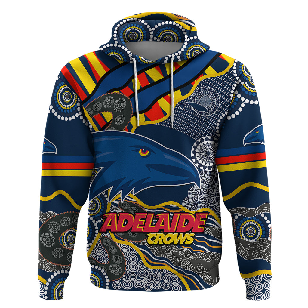 (Custom Text And Number) The Crows Football Hoodie Adelaide Be Unique Aboriginal Dots LT9 - Vibe Hoodie Shop