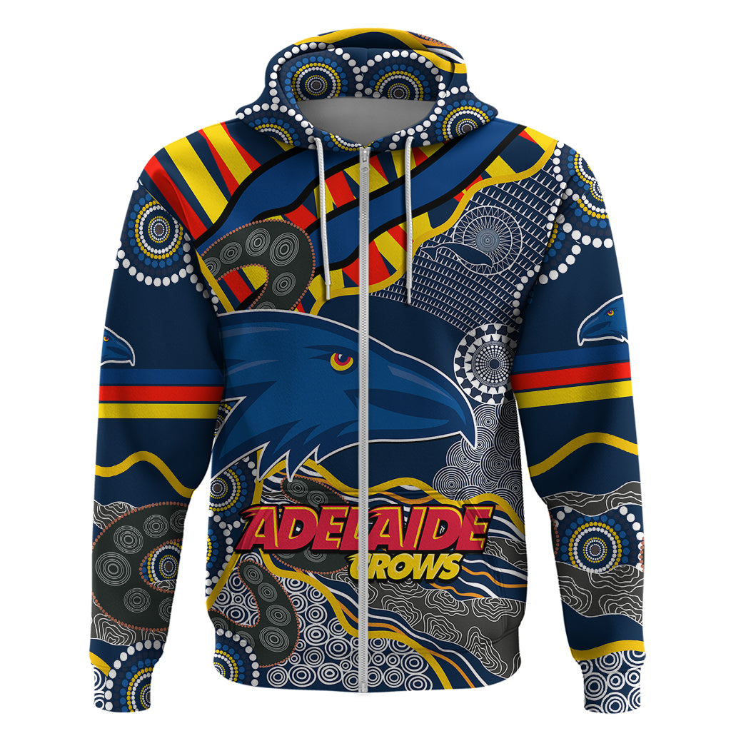 (Custom Text And Number) The Crows Football Hoodie Adelaide Be Unique Aboriginal Dots LT9 - Vibe Hoodie Shop