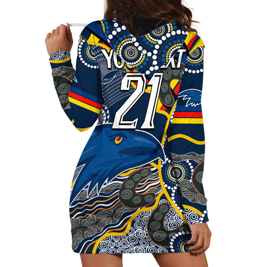 (Custom Text And Number) The Crows Football Hoodie Dress Adelaide Be Unique Aboriginal Dots - Vibe Hoodie Shop