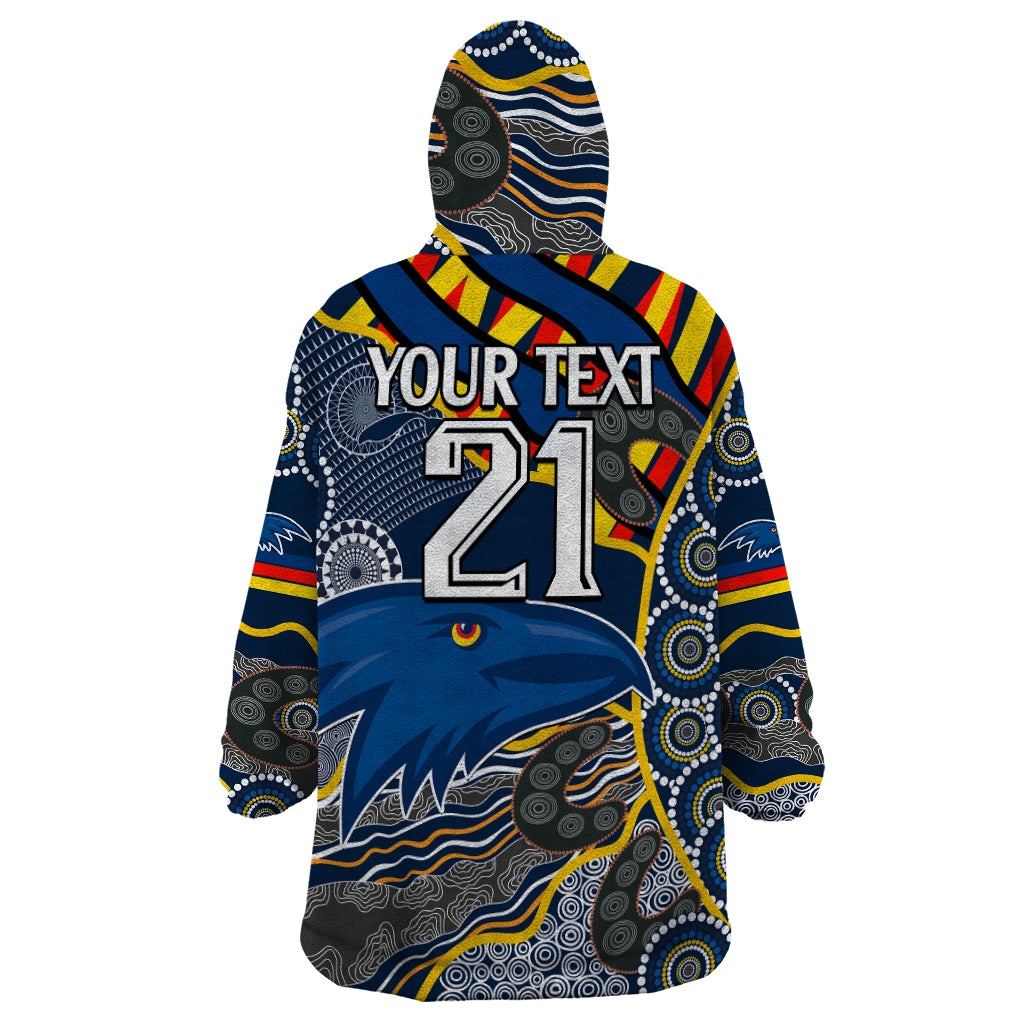 (Custom Text And Number) The Crows Football Wearable Blanket Hoodie Adelaide Be Unique Aboriginal Dots - Vibe Hoodie Shop