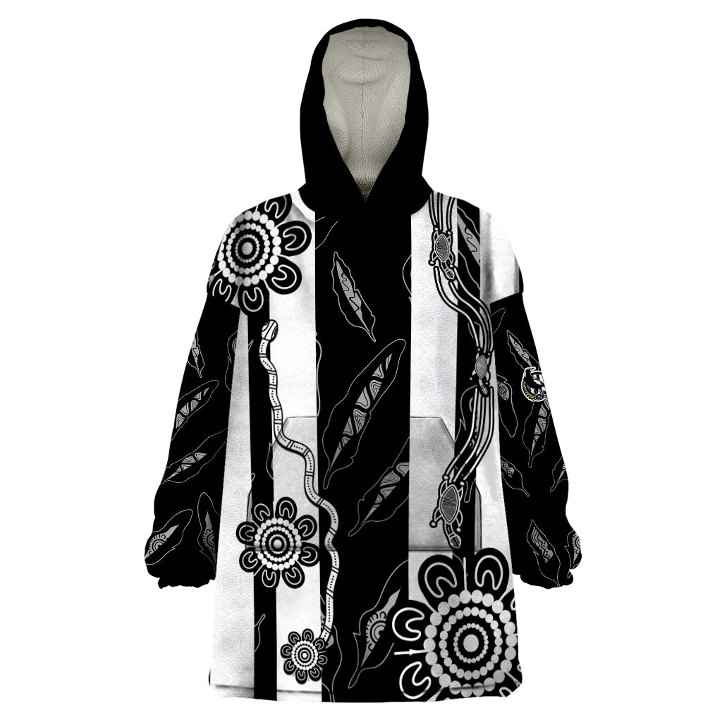 Collingwood Football Wearable Blanket Hoodie Proud To Be Magpies Aboriginal Version - Vibe Hoodie Shop