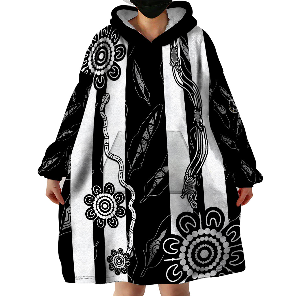 Collingwood Football Wearable Blanket Hoodie Proud To Be Magpies Aboriginal Version - Vibe Hoodie Shop