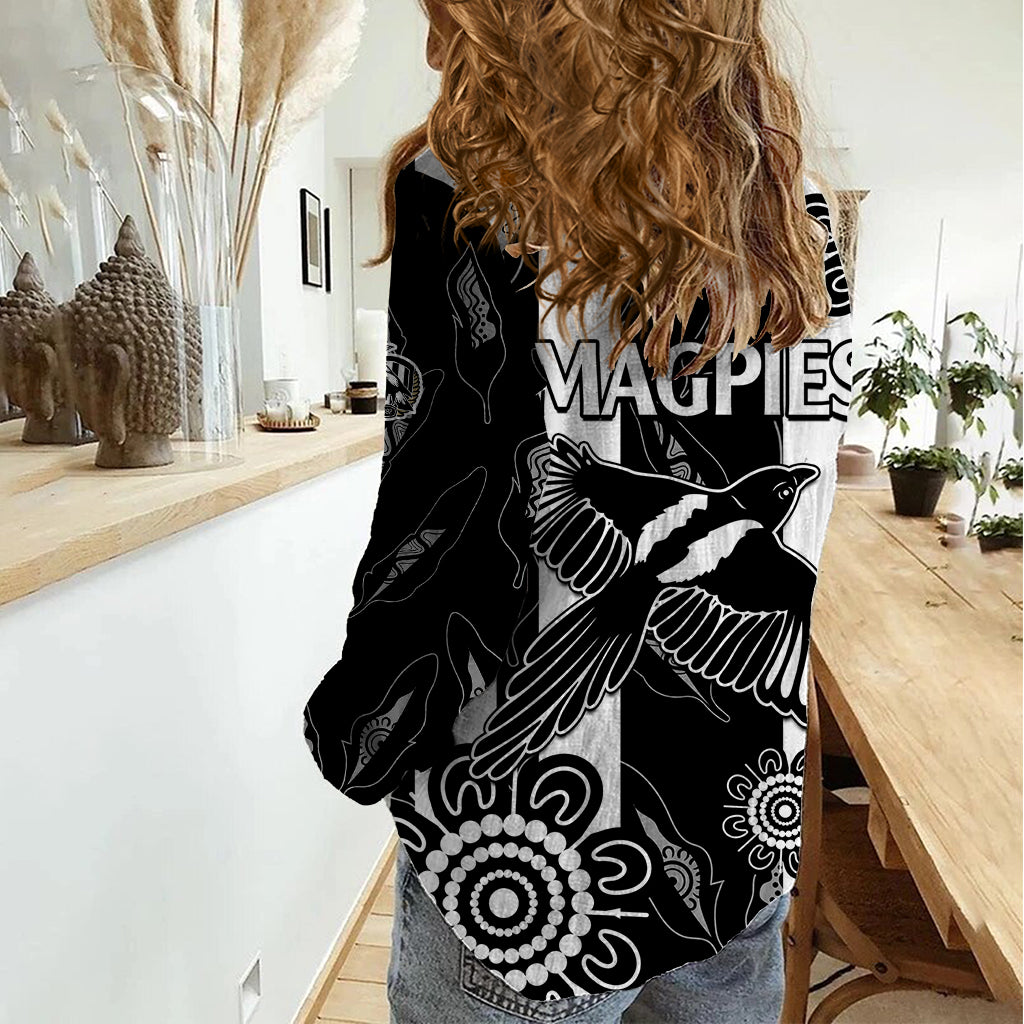 Collingwood Football Women Casual Shirt Proud To Be Magpies Aboriginal Version - Vibe Hoodie Shop