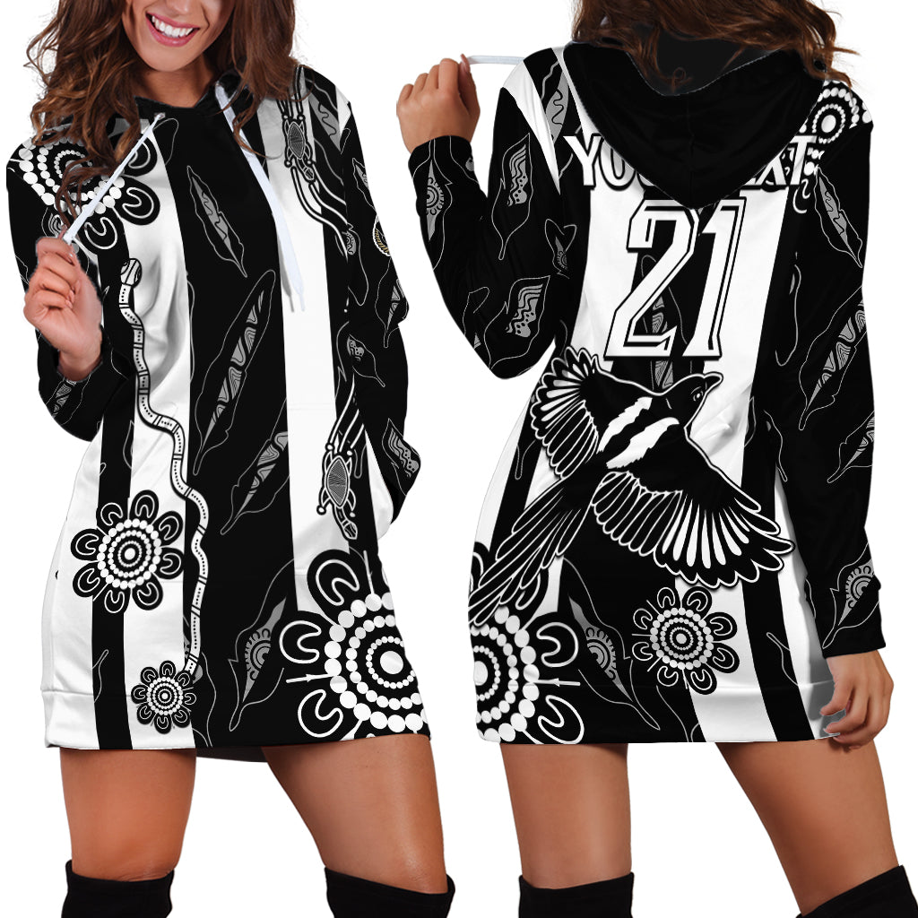 (Custom Text And Number) Collingwood Football Hoodie Dress Proud To Be Magpies Aboriginal Version - Vibe Hoodie Shop