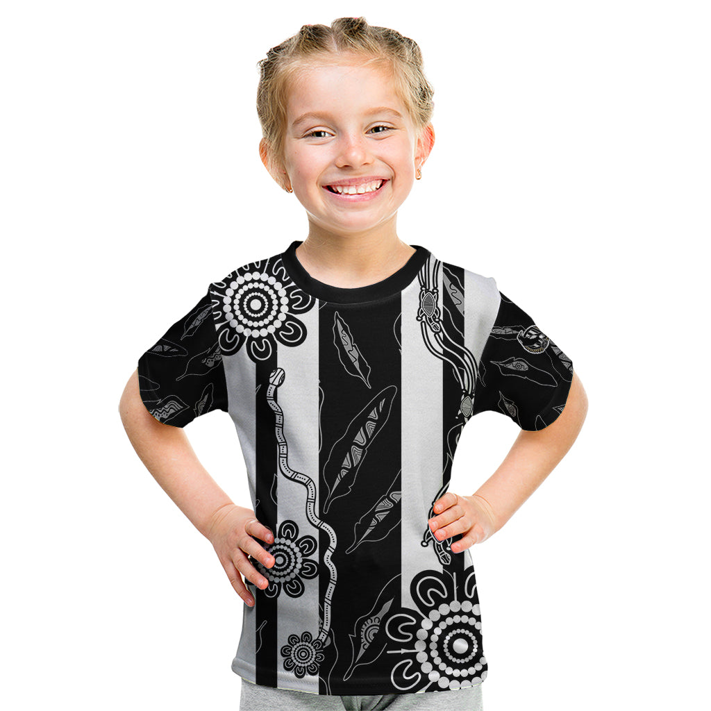 (Custom Text And Number) Collingwood Football Kid T Shirt Proud To Be Magpies Aboriginal Version - Vibe Hoodie Shop