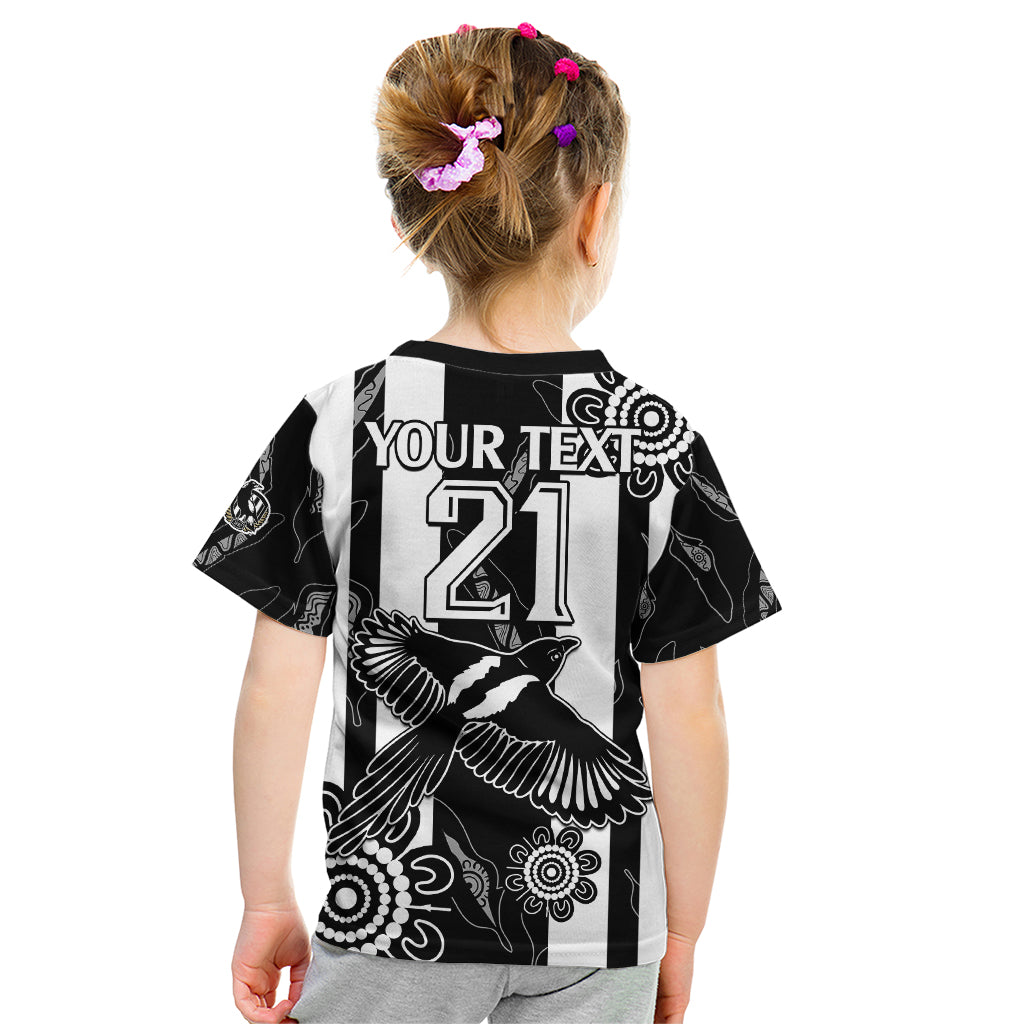 (Custom Text And Number) Collingwood Football Kid T Shirt Proud To Be Magpies Aboriginal Version - Vibe Hoodie Shop