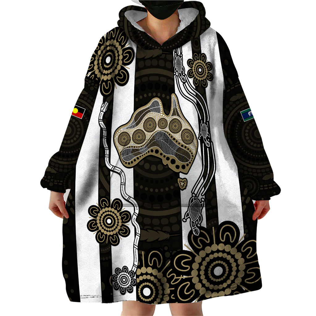 NAIDOC Collingwood Football Wearable Blanket Hoodie Proud To Be Magpies Aboriginal Version - Vibe Hoodie Shop