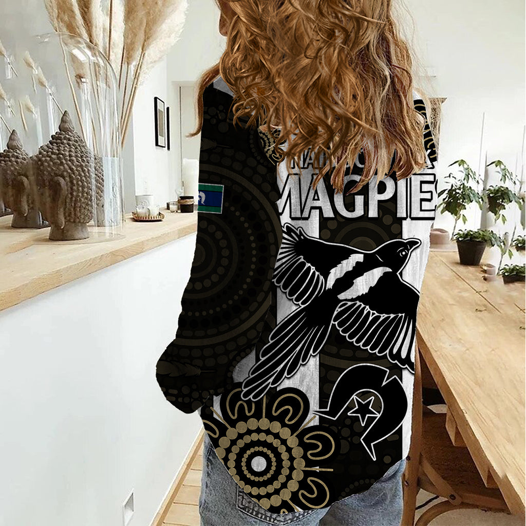 NAIDOC Collingwood Football Women Casual Shirt Proud To Be Magpies Aboriginal Version - Vibe Hoodie Shop