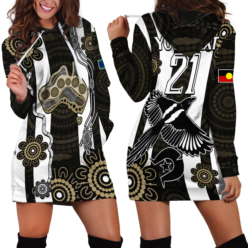 (Custom Text And Number) NAIDOC Collingwood Football Hoodie Dress Proud To Be Magpies Aboriginal Version - Vibe Hoodie Shop