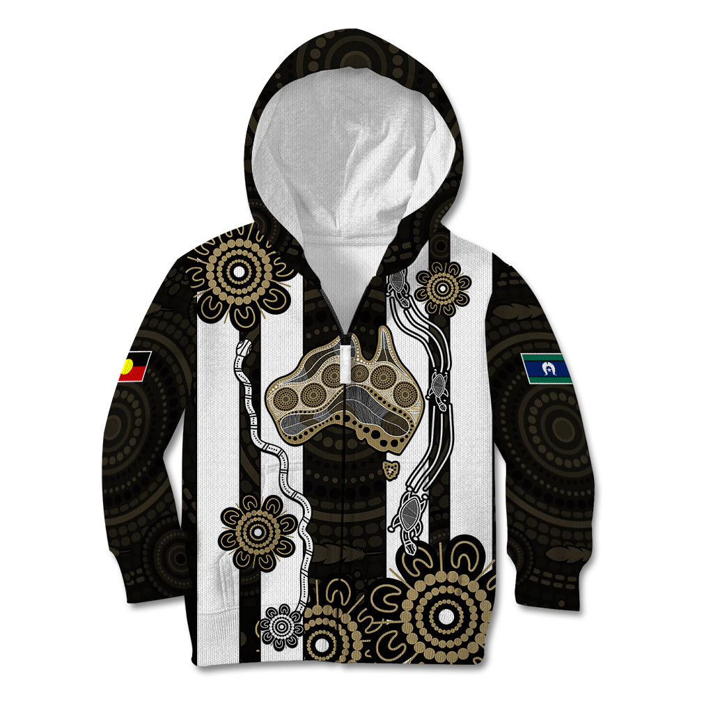 (Custom Text And Number) NAIDOC Collingwood Football Kid Hoodie Proud To Be Magpies Aboriginal Version - Vibe Hoodie Shop