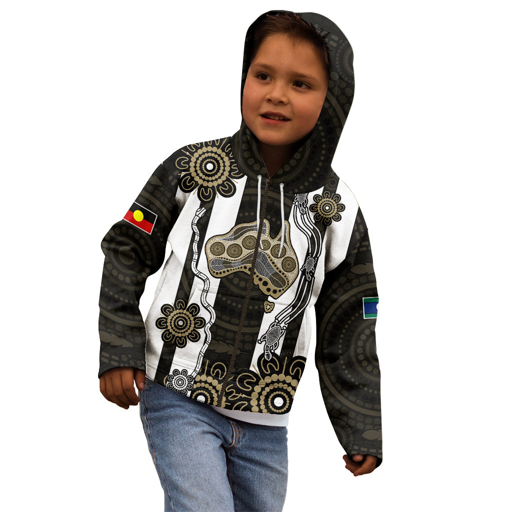 (Custom Text And Number) NAIDOC Collingwood Football Kid Hoodie Proud To Be Magpies Aboriginal Version - Vibe Hoodie Shop