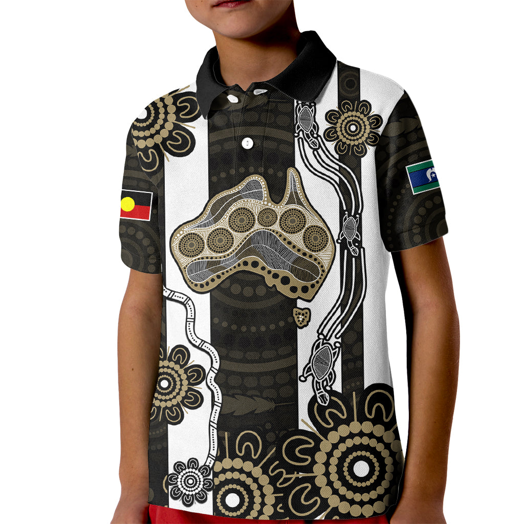 (Custom Text And Number) NAIDOC Collingwood Football Kid Polo Shirt Proud To Be Magpies Aboriginal Version - Vibe Hoodie Shop