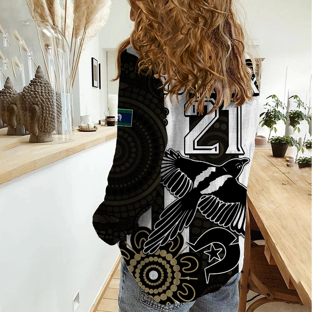 (Custom Text And Number) NAIDOC Collingwood Football Women Casual Shirt Proud To Be Magpies Aboriginal Version - Vibe Hoodie Shop