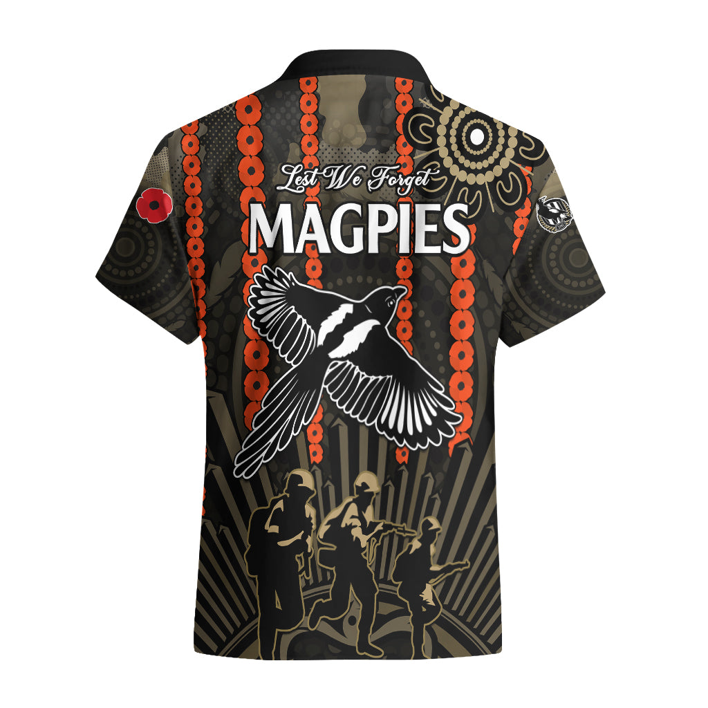 ANZAC Collingwood Football Hawaiian Shirt Proud To Be Magpies Poppy Flowers and Aboriginal Version - Vibe Hoodie Shop