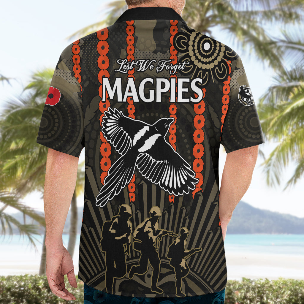 ANZAC Collingwood Football Hawaiian Shirt Proud To Be Magpies Poppy Flowers and Aboriginal Version - Vibe Hoodie Shop